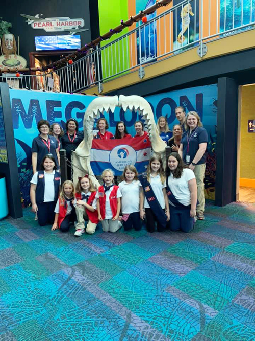 American Heritage Girls Troop sleeps with sharks