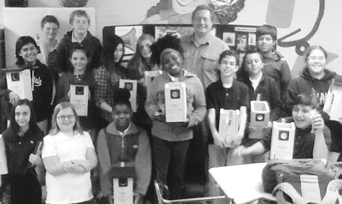 Finch speaks to students at SNMS