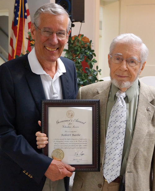 Barbe presented Governor's Award for Volunteer Service
