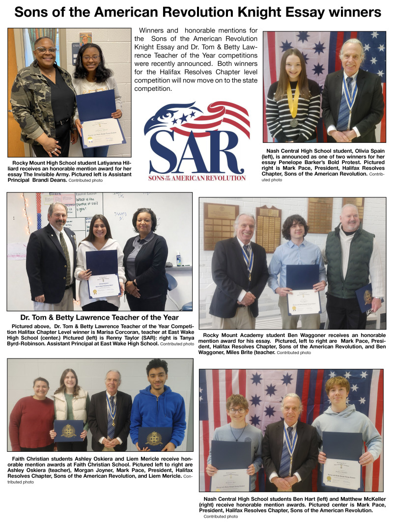 Sons of the American Revolution Knight Essay winners