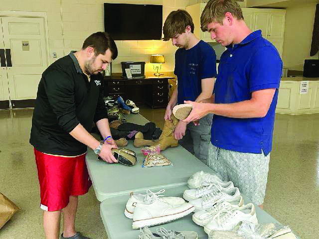 Nashville Baptist Church Youth  hold shoe drive