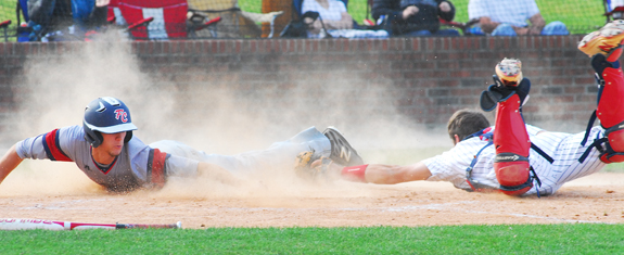 CLOSE CALL AT THE PLATE