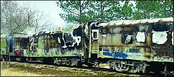 Former circus cars catch fire